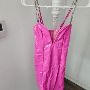 Wet look mini dress